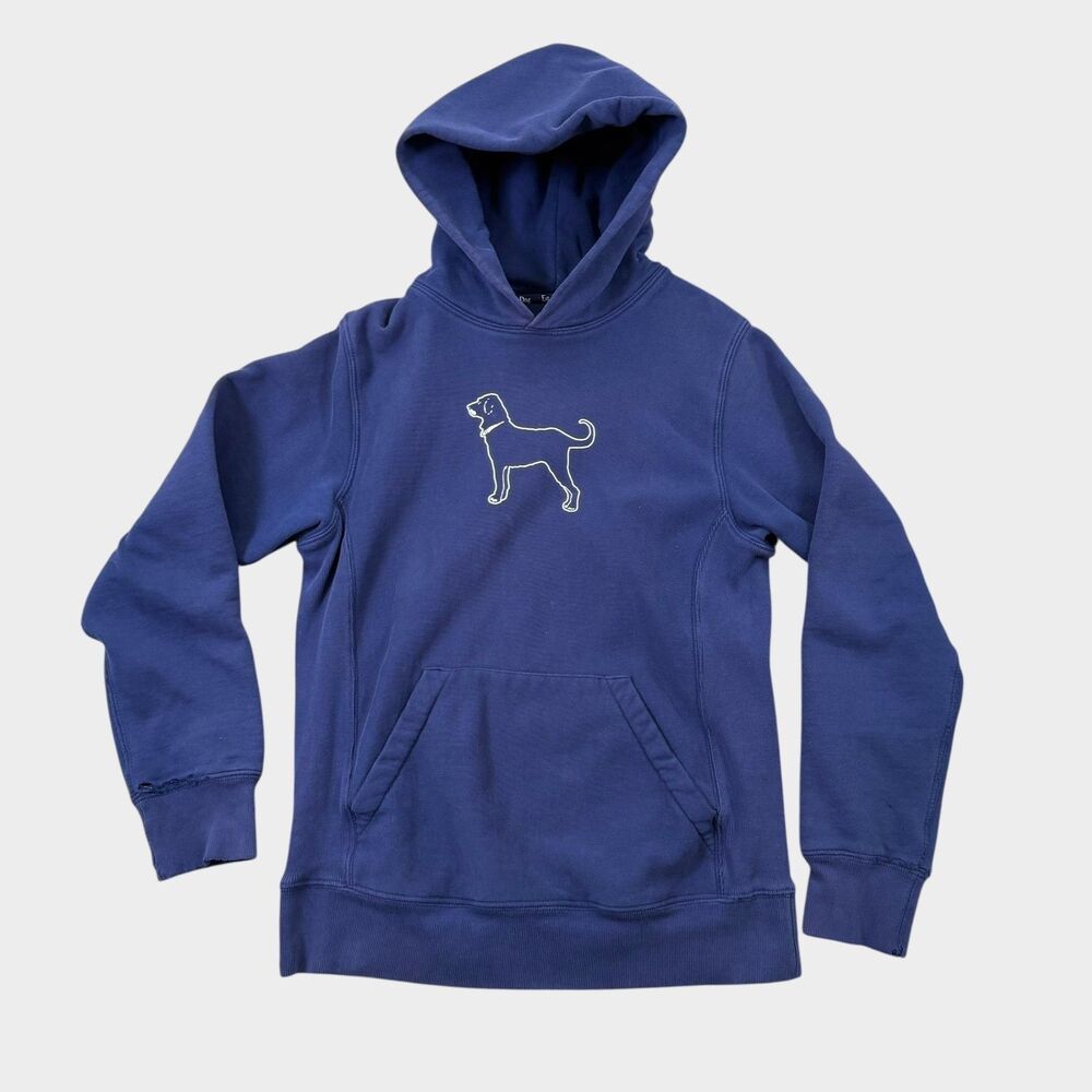 The Black Dog Navy Blue Pullover Hoodie with Dog Outline
